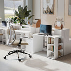 Bureau informatique, 2 tiroirs, 137x55x92cm, blanc