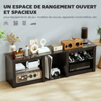 Meuble TV avec éclairage LED jusqu'à 70 pouces, 160cm avec étagères en verre réglables, noir