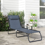 Transat Pliable, Dossier inclinable Multi-Positions, Acier thermoplastique + Lacets élastiques Noir