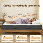 Matelas 140x190cm, 2 personnes, mousse à mémoire de forme, 20cm d'épaisseur