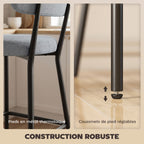Lot de 2 tabourets de bar, repose-pieds, 49 x 53 x 93 cm, gris