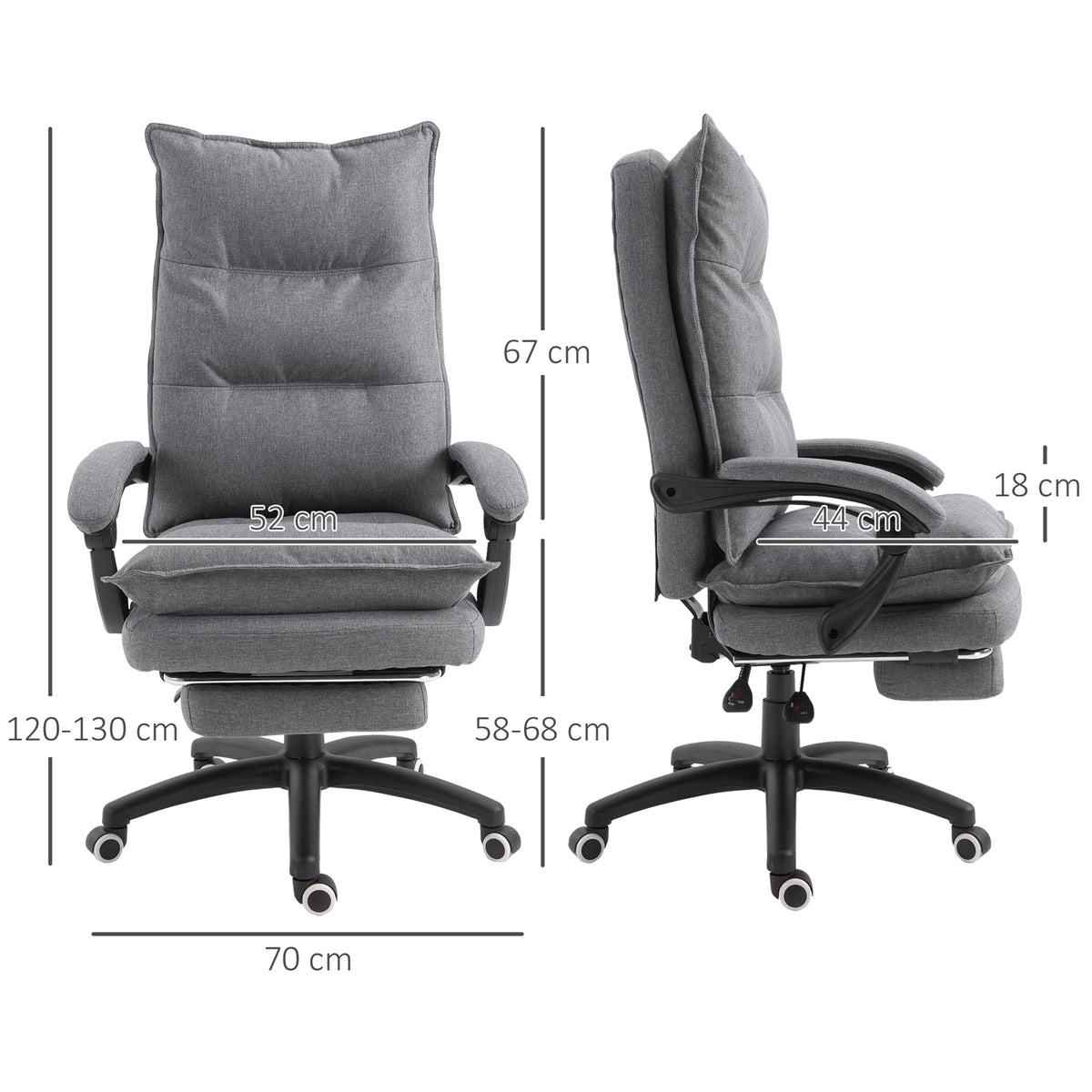 Fauteuil de bureau massant ergonomique, chaise de bureau avec dossier inclinable, hauteur réglable