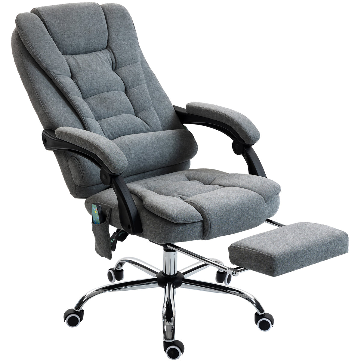 Fauteuil de bureau massant et chauffant, 65x70x111-119cm, gris