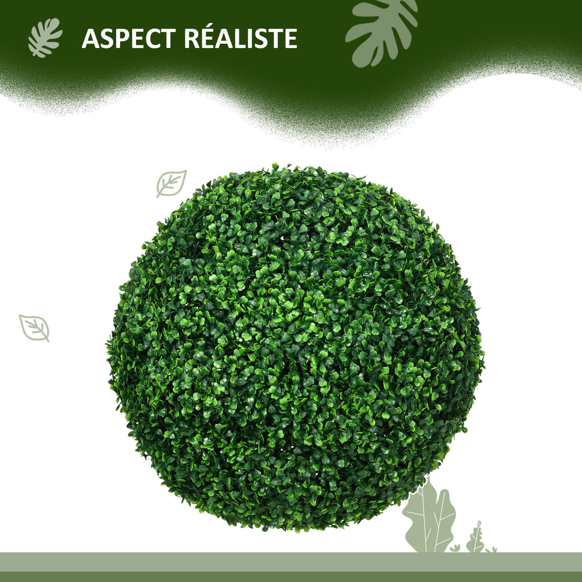 Lot de 2 boules de buis artificielles de 50 cm, vert
