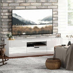 Meuble TV 160 cm, jusqu'à 65 pouces avec 2 portes et tiroir, blanc