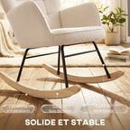 Fauteuil à bascule, effet laine, structure en acier 71 x 98 x 101 cm beige