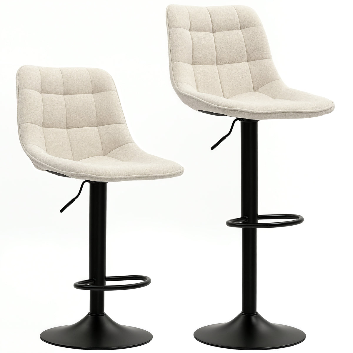 Lot de 2 tabourets de bar, dossier pivotant 360° 47x48x117,5cm beige