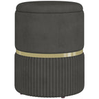 Pouf tabouret repose-pied coffre de rangement en velours 36 x 36 x 44 cm gris