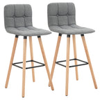 Lot de 2 tabourets de bar, repose-pieds, pieds en bois, 41,5x47x97,5cm, gris