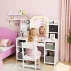 Coiffeuse pour enfants avec tabouret, miroir LED, table de maquillage 104 x 40 x 112 cm, blanc