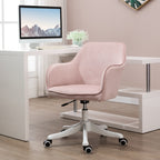 Chaise de bureau velours, massante, rose poudré