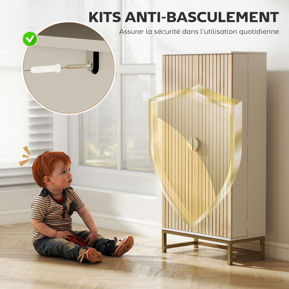 Armoire de cuisine meuble, 12 étagères à portes,58x29x119,5cm, blanc