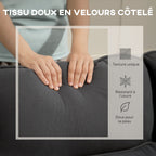Canapé d'angle convertible en velours, canapé-lit 3 places, coussins, 205x135x76cm, gris