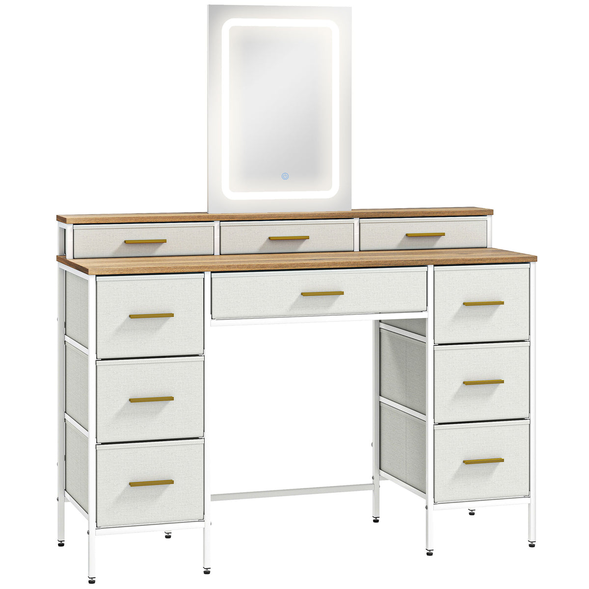 Coiffeuse avec miroir et lumières LED 118,5 x 39,5 x 140 cm