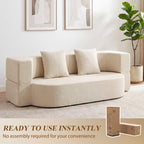 Canapé Convertible 2 Places, Canapé-Lit 190cm, Beige
