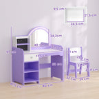 Coiffeuse pour Enfants avec Tabouret et Miroir, Violet