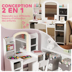 Coiffeuse pour enfants avec tabouret, miroir LED, table de maquillage 104 x 40 x 112 cm, blanc