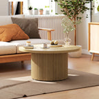 Table basse ronde en bois, effet bois naturel