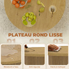 Table basse ronde en bois, effet bois naturel