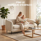 Canapé 2 places en velours, 160 cm, coussin épais à ressorts, beige