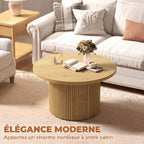 Table basse ronde en bois, effet bois naturel