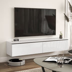 Meuble TV suspendu avec placard, jusqu'à 70 pouces, blanc