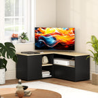 Meuble TV d'angle, 40 pouces avec 2 placards et 3 niches 90 x 90 x 45 cm, en chêne et noir