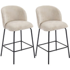Lot de 2 tabourets de bar, repose-pied, hauteur d'assise 68 cm, beige