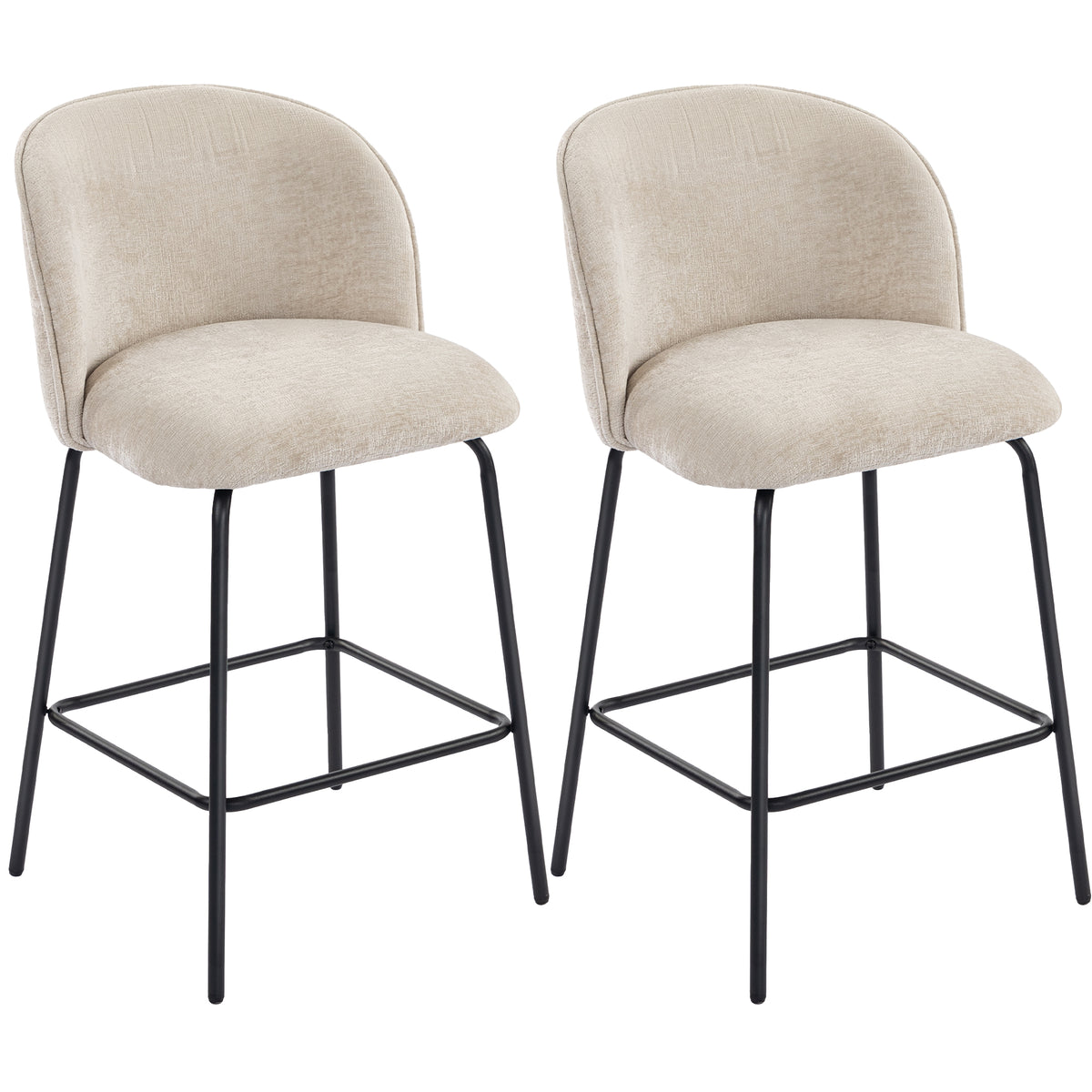 Lot de 2 tabourets de bar, repose-pied, hauteur d'assise 68 cm, beige