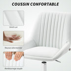 Fauteuil de bureau sans accoudoirs, 52x58x80-90cm, blanc