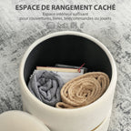 Pouf tabouret repose-pied coffre de rangement 36 x 36 x 44 cm beige