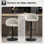 Lot de 2 tabourets de bar, repose-pieds, beige