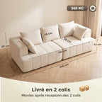 Canapé 3 places 248 cm, coussins à ressorts, beige