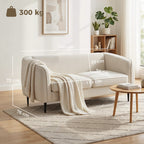 Canapé 2 places en velours, 160 cm, coussin épais à ressorts, beige